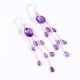 Handmade 925 Sterling Silver Chain Dangle Earrings with Amethyst